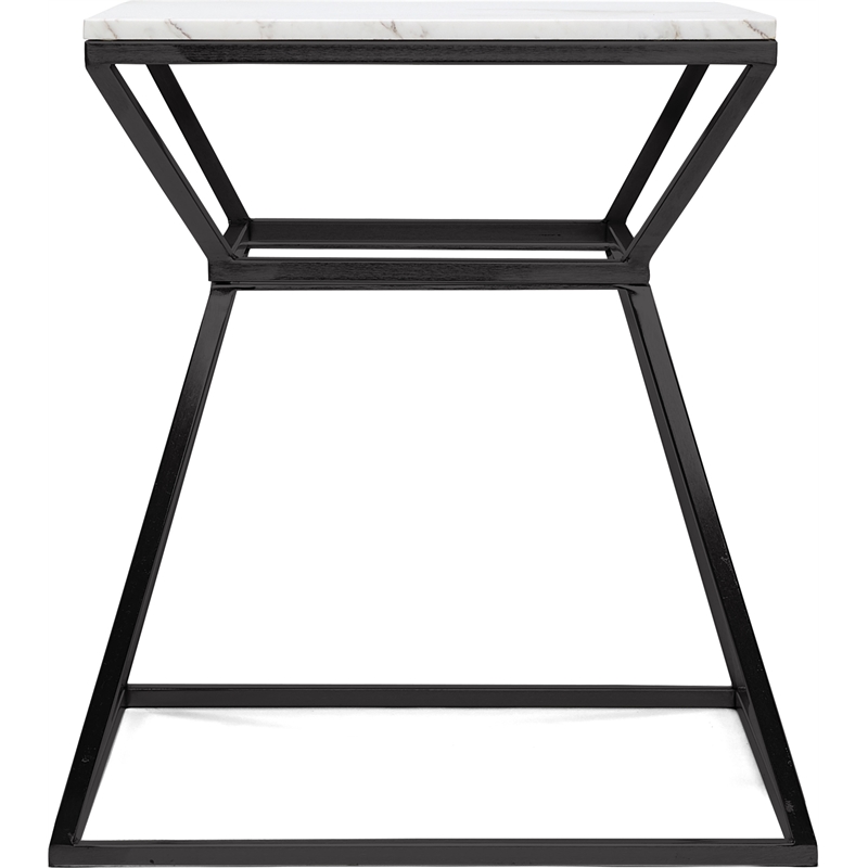 Home Square Tall Marble Side Table in Black Finish - Set of 2