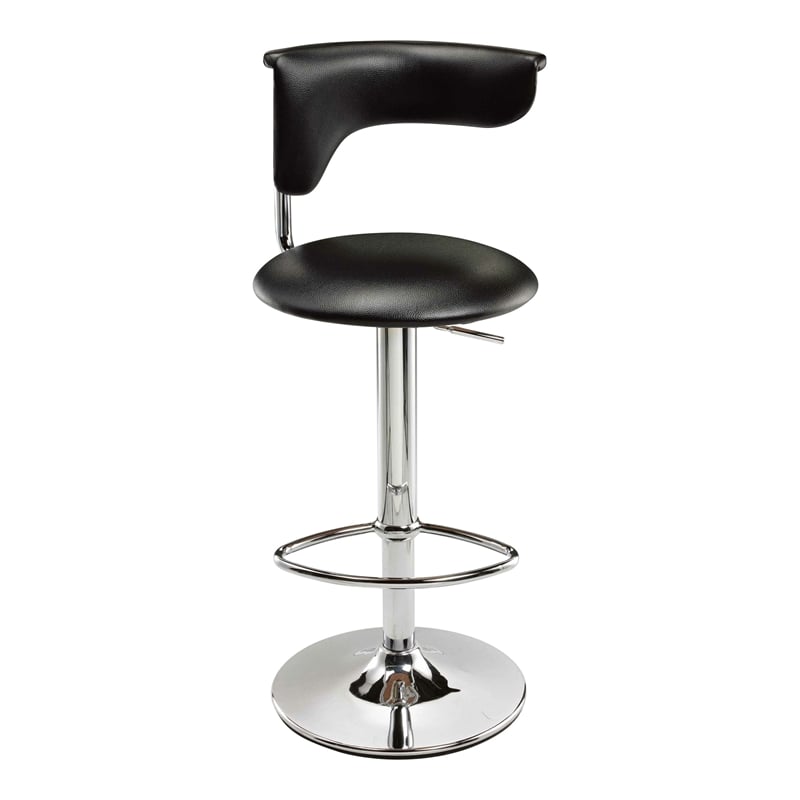 Home Square Adjustable Faux Leather Bar Stool in Black - Set of 3