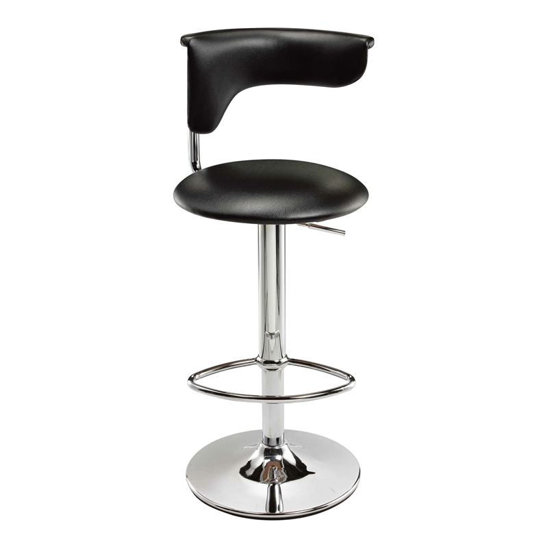 Home Square Adjustable Faux Leather Bar Stool in Black - Set of 2