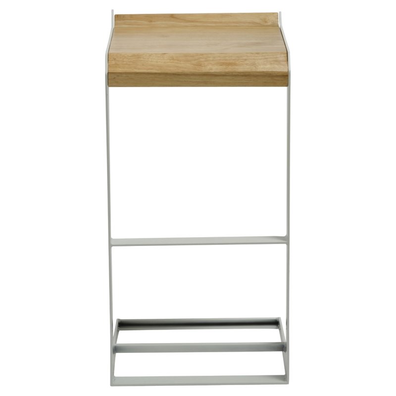 Home Square Wood and Steel Bar Stool in White Finish - Set of 2