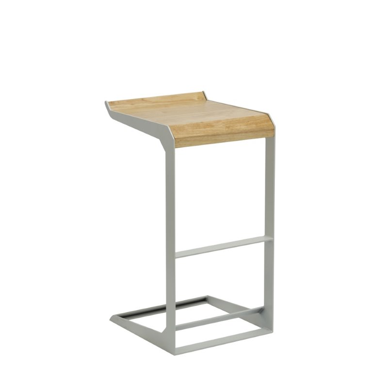 Home Square Wood and Steel Bar Stool in White Finish - Set of 2