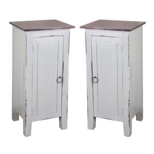 Home Square Cottage 1 Door Wood Accent Cabinet in Antique Gray - Set of 2