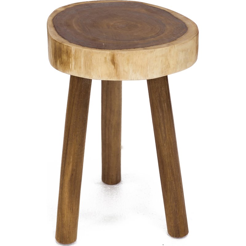 Home Square Durable Rain Wood Bar Stool in Natural - Set of 2