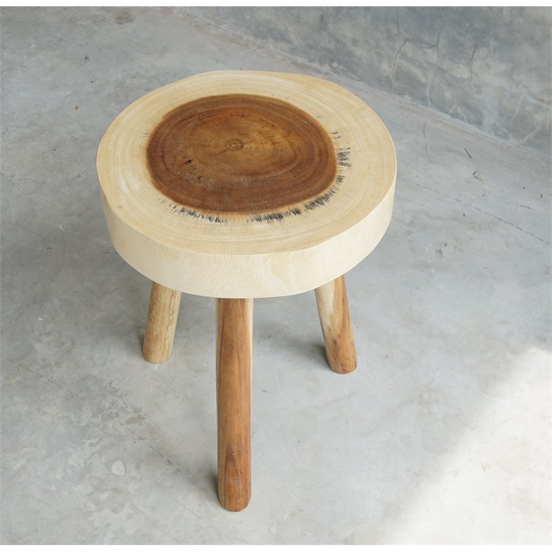 Home Square Durable Rain Wood Bar Stool in Natural - Set of 2