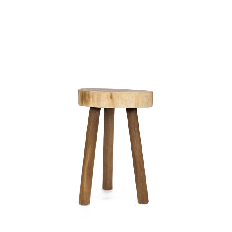Home Square Durable Rain Wood Bar Stool in Natural - Set of 2
