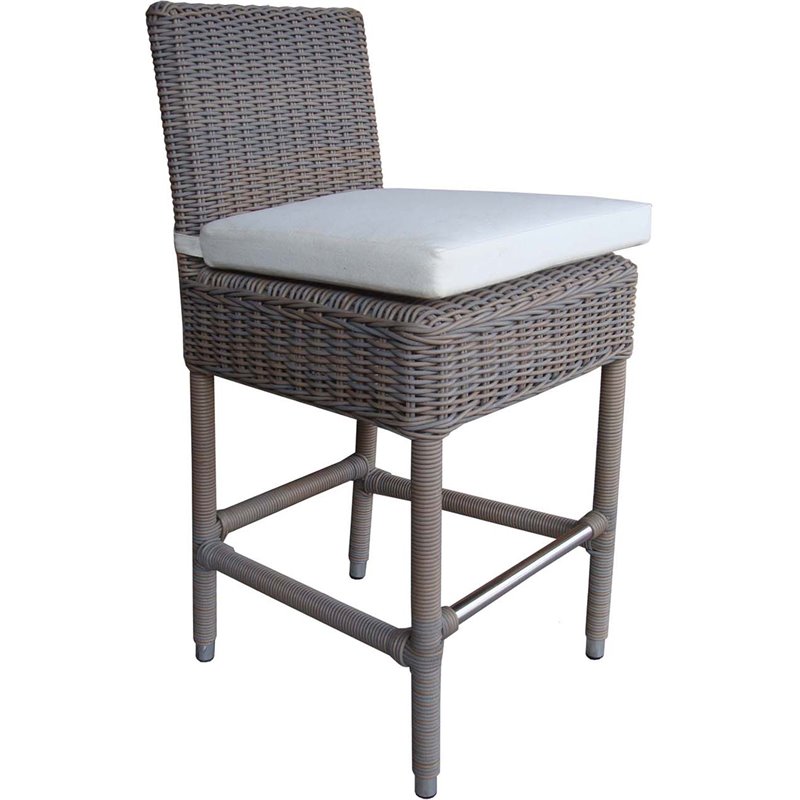 Home Square Wicker Patio Cushion Counterstool in Kubu Gray - Set of 2