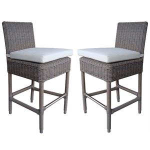 Home Square Wicker Patio Cushion Counterstool in Kubu Gray - Set of 2