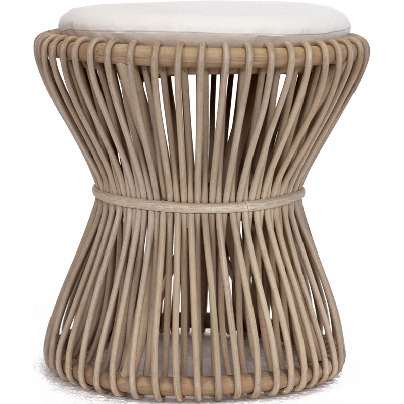 Home Square Rattan and Fabric Bar Stool in Natural - Set of 2