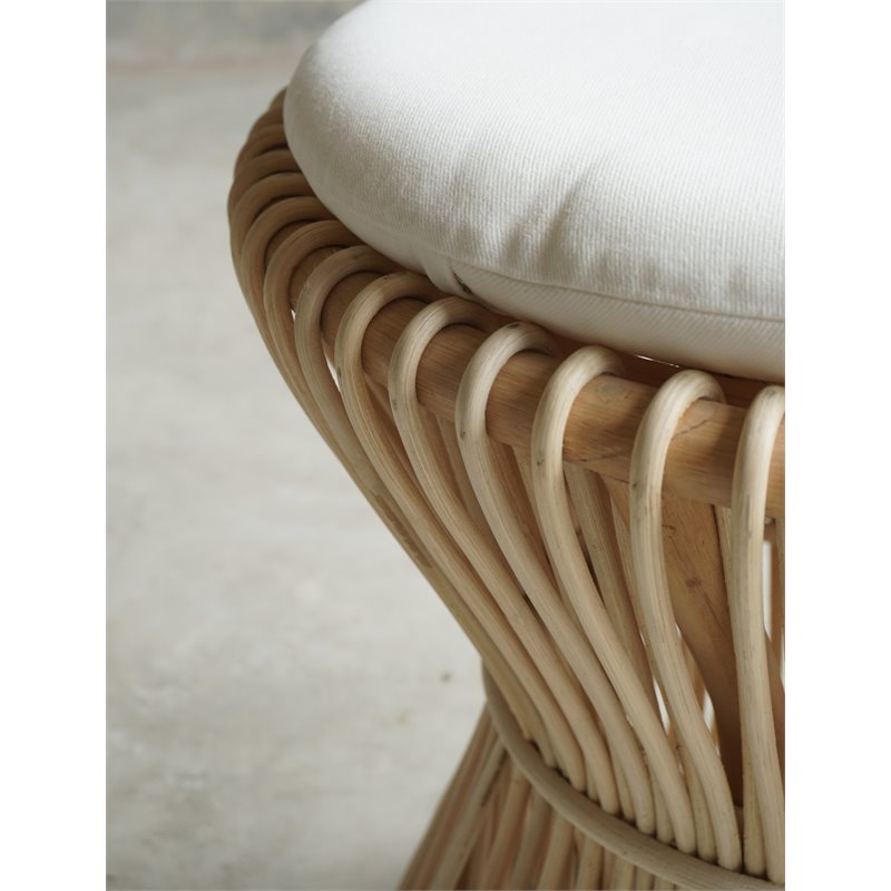 Home Square Rattan and Fabric Bar Stool in Natural - Set of 2