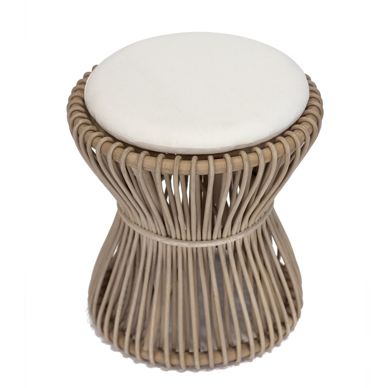 Home Square Rattan and Fabric Bar Stool in Natural - Set of 2