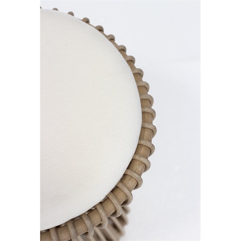 Home Square Rattan and Fabric Bar Stool in Natural - Set of 2