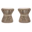 Home Square Rattan and Fabric Bar Stool in Natural - Set of 2