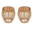 Home Square Durable Rattan Side Table in Natural Finish- Set of 2