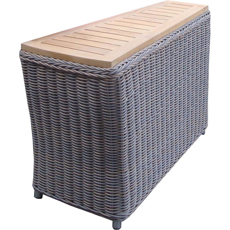 Home Square Wicker Patio End Table in Kubu Gray Finish - Set of 2