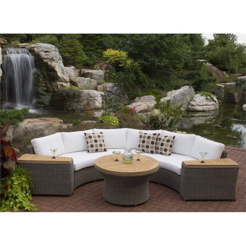 Home Square Wicker Patio End Table in Kubu Gray Finish - Set of 2