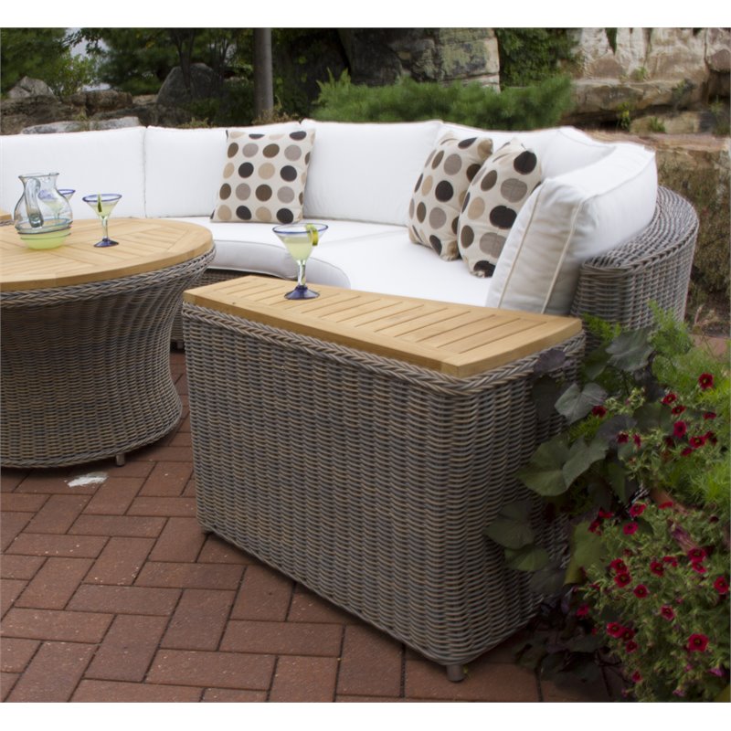Home Square Wicker Patio End Table in Kubu Gray Finish - Set of 2