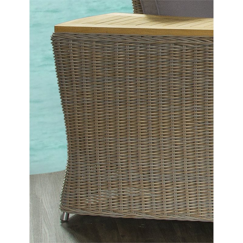 Home Square Wicker Patio End Table in Kubu Gray Finish - Set of 2
