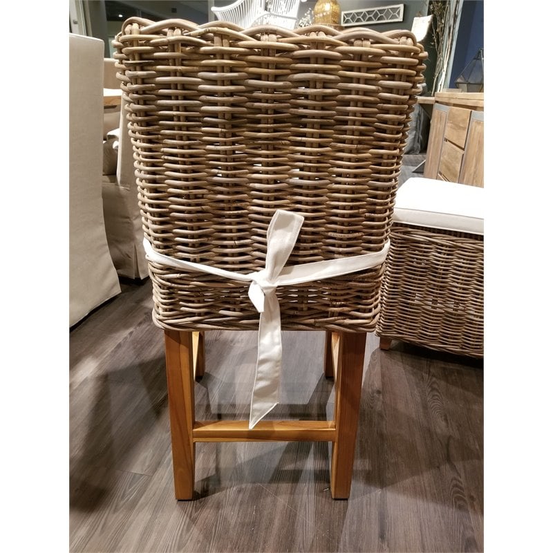 Home Square Rattan Counterstool in Kubu Gray Finish - Set of 2