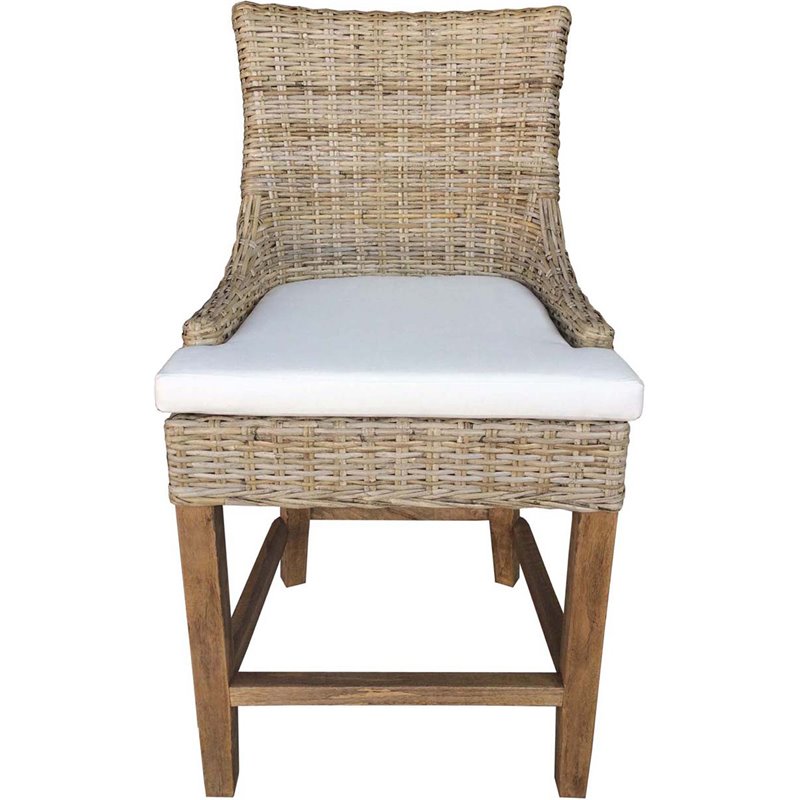 Home Square Wicker Counterstool in Kubu Gray Finish - Set of 2