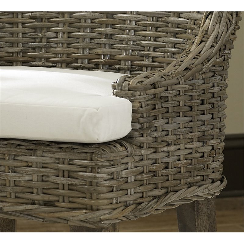 Home Square Wicker Counterstool in Kubu Gray Finish - Set of 2