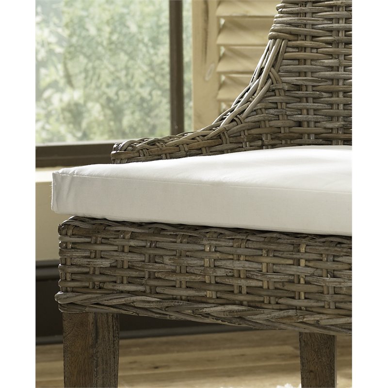 Home Square Wicker Counterstool in Kubu Gray Finish - Set of 2