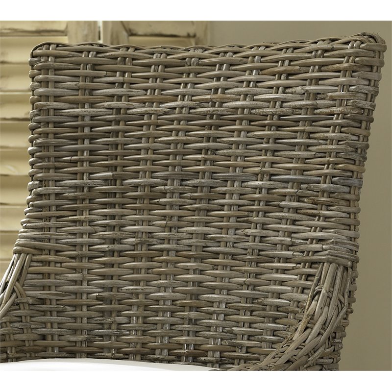 Home Square Wicker Counterstool in Kubu Gray Finish - Set of 2