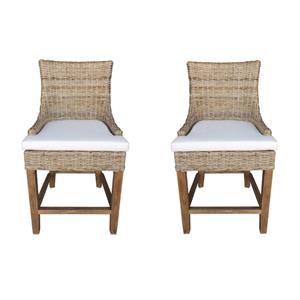 Home Square Wicker Counterstool in Kubu Gray Finish - Set of 2