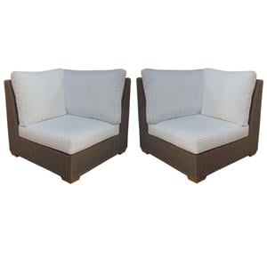 Home Square Wicker Patio Corner Table in Kubu Gray - Set of 2