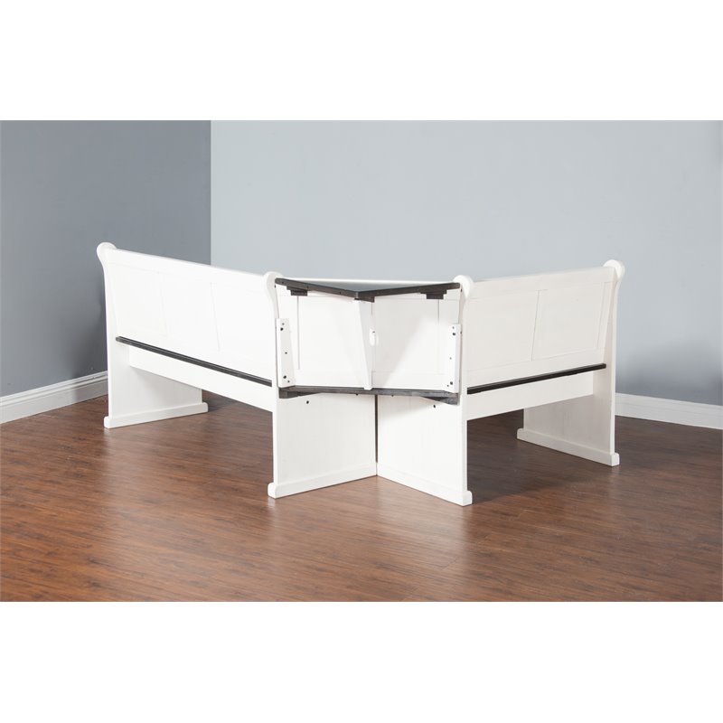 Home Square 2-Piece Set with Breakfast Nook Set and Chair in White & Dark Brown