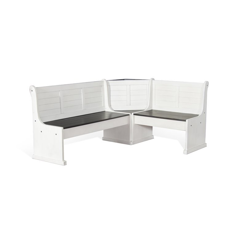 Home Square 2-Piece Set with Breakfast Nook Set and Chair in White & Dark Brown