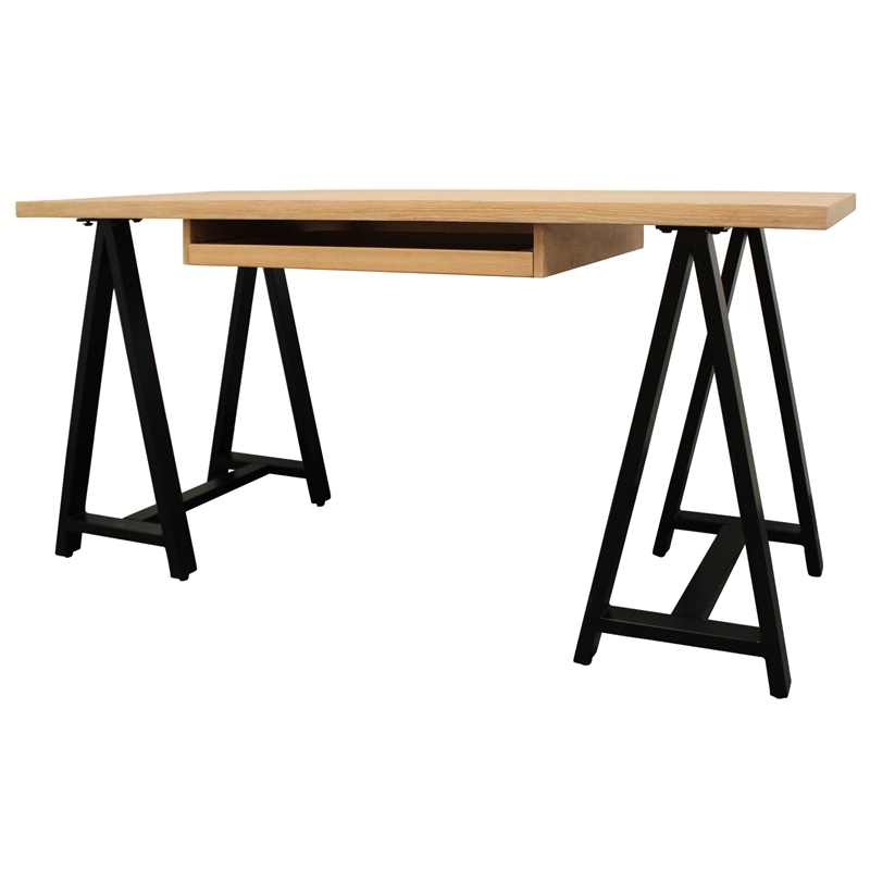 2-Piece Paolini Executive Desk Set with Phil Natural Exposed Wood Frame Armchair