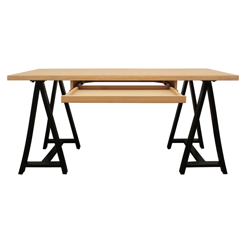2-Piece Paolini Executive Desk Set with Phil Natural Exposed Wood Frame Armchair