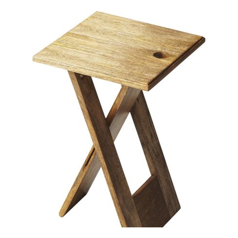 Home Square Transitional Wood Folding Table in Natural Finish - Set of 2