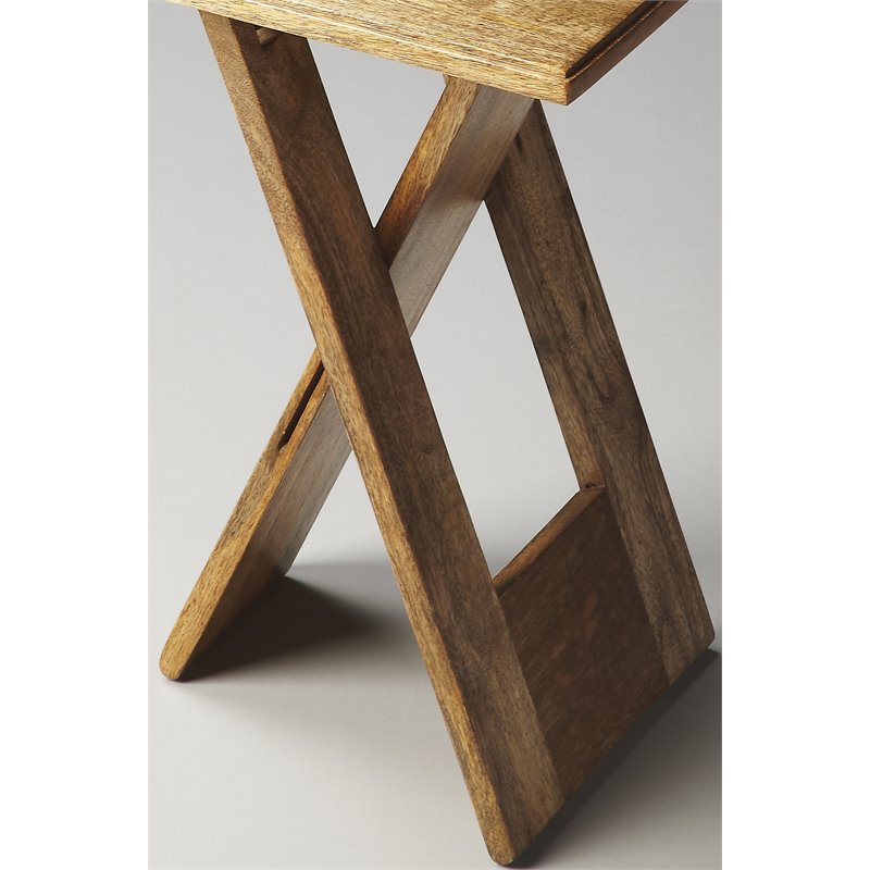 Home Square Transitional Wood Folding Table in Natural Finish - Set of 2