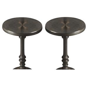 Home Square Metalworks Pedestal Accent Table in Bronze - Set of 2
