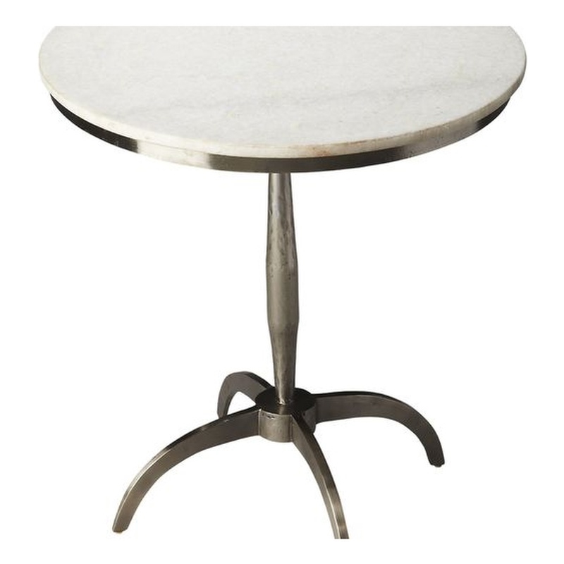 Home Square Modern Marble and Metal Accent Table in White - Set of 2