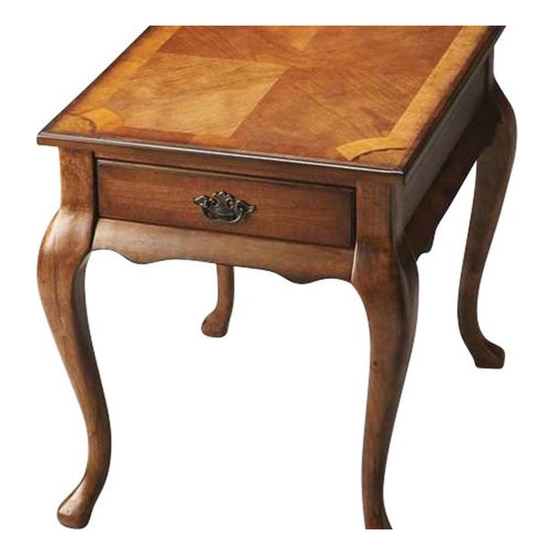 Home Square Traditional Solid Wood End Table in Walnut - Set of 2