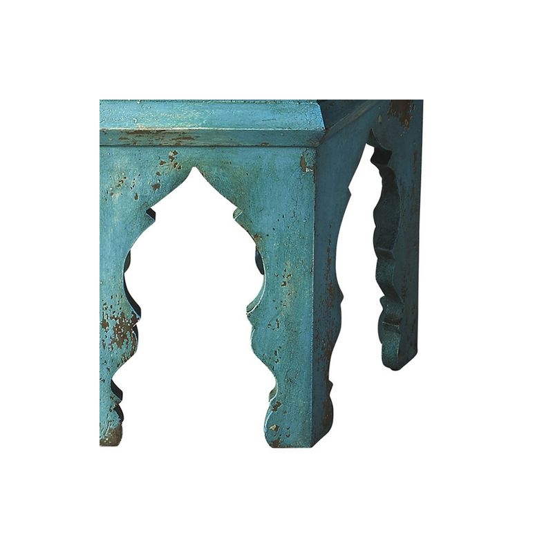 Home Square Solid Wood Bunching Table in Blue Finish - Set of 2
