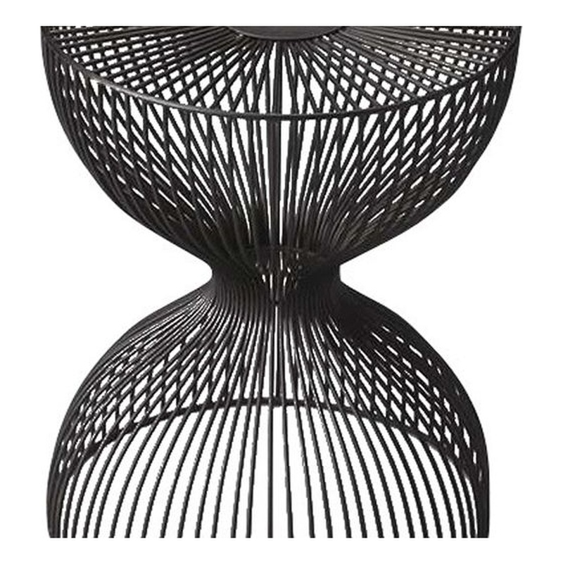 Home Square Modern Iron Cage Bunching Table in Black - Set of 2