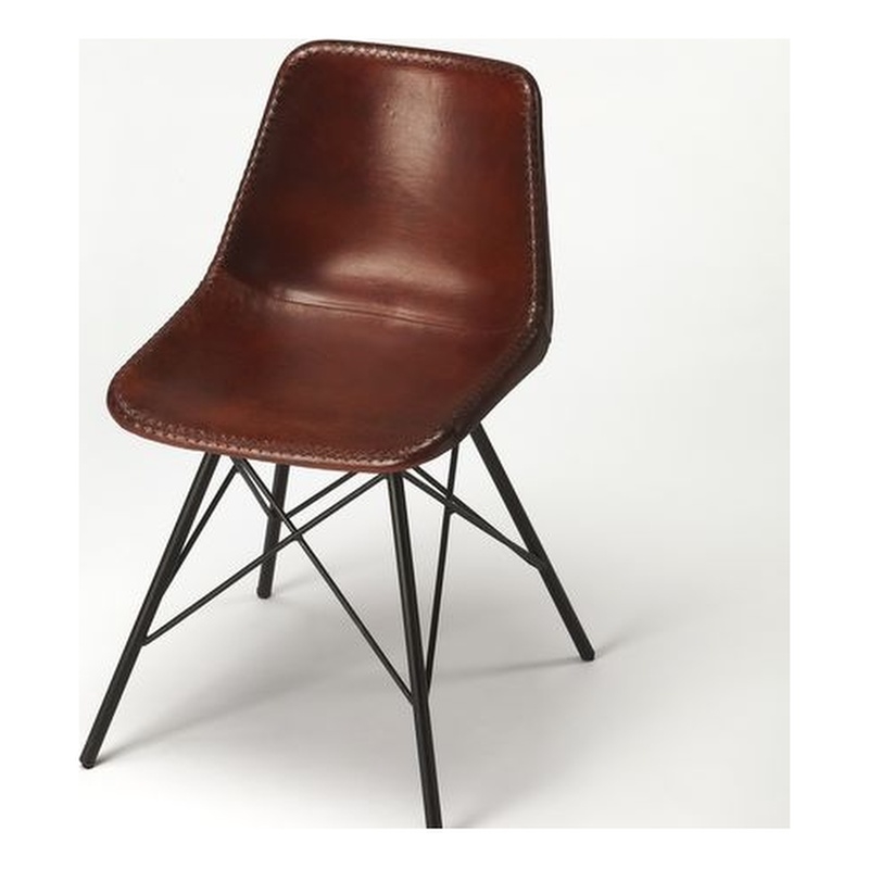Home Square Modern Leather Side Chair in Brown Finish - Set of 2