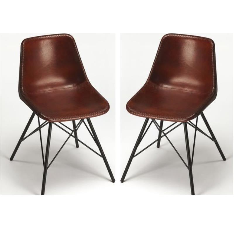 Home Square Modern Leather Side Chair in Brown Finish - Set of 2