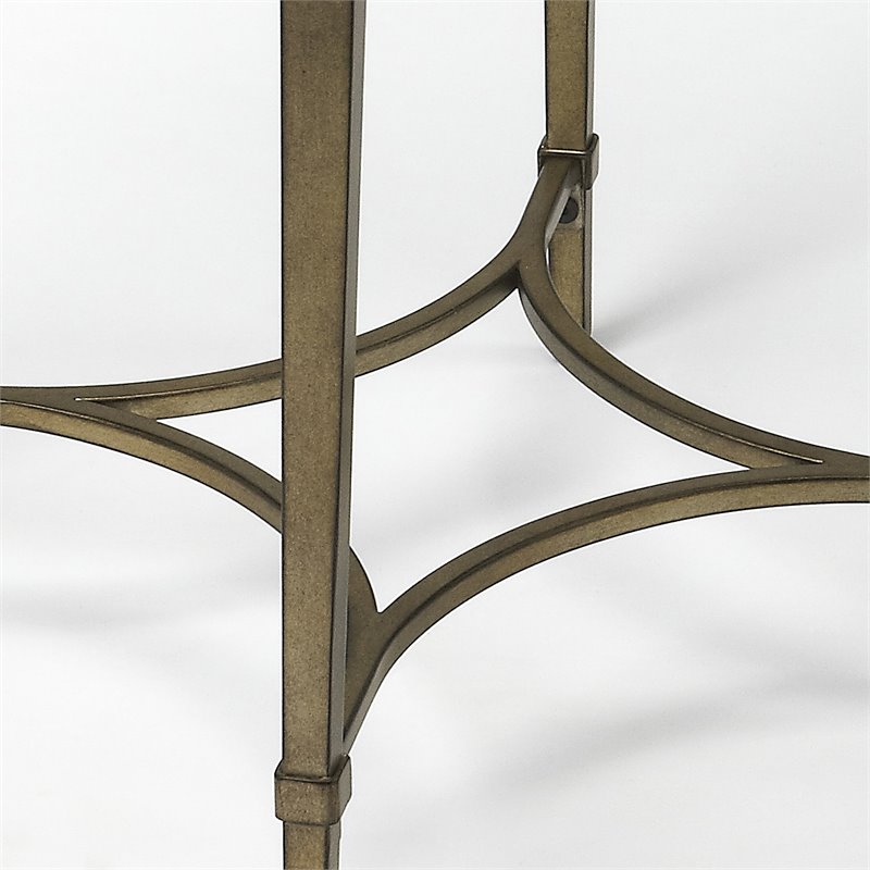 Home Square Oval Metal End Table in Antique Gold Finish - Set of 2