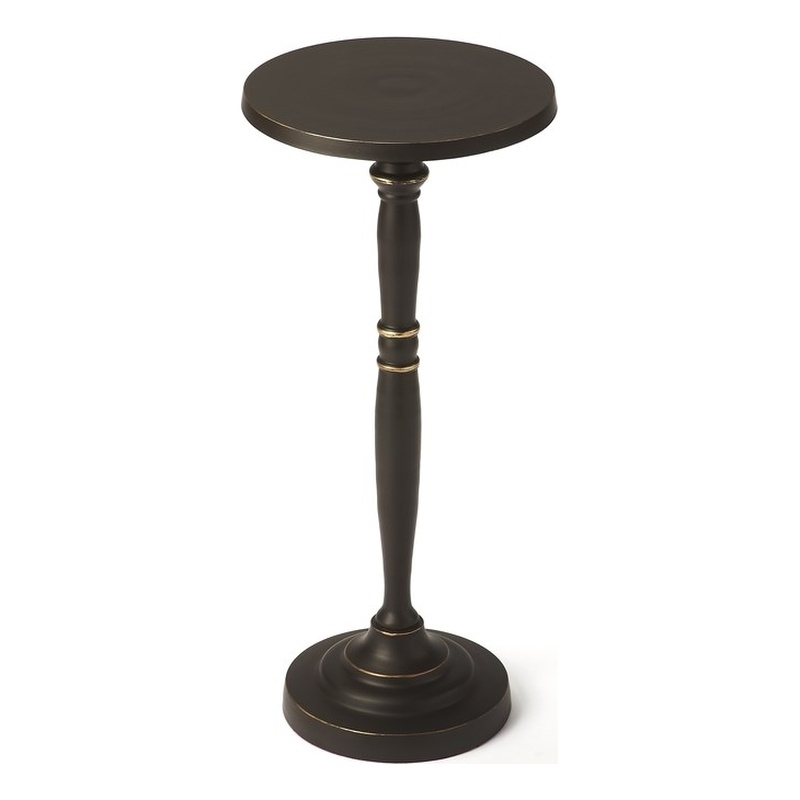 Home Square Solid Aluminum Metal End Table in Black - Set of 2