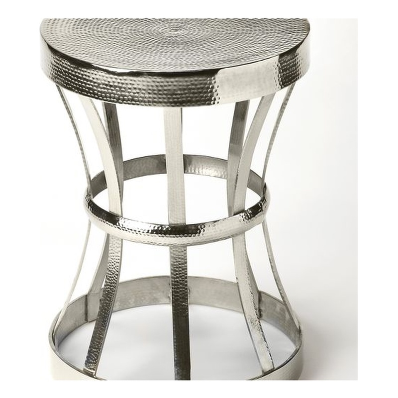 Home Square Modern Industrial Chic End Table in Silver - Set of 2