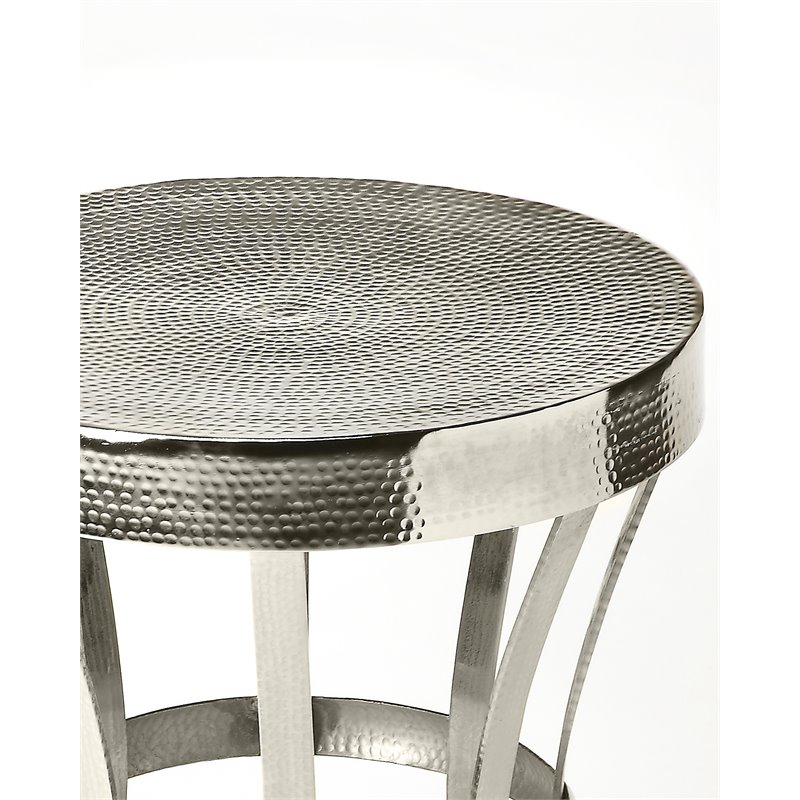 Home Square Modern Industrial Chic End Table in Silver - Set of 2