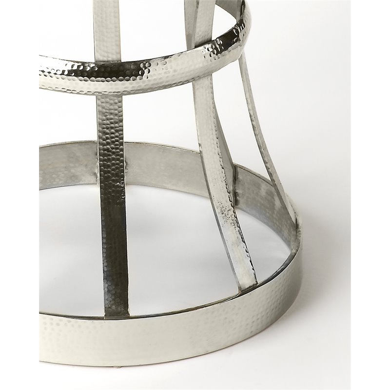 Home Square Modern Industrial Chic End Table in Silver - Set of 2