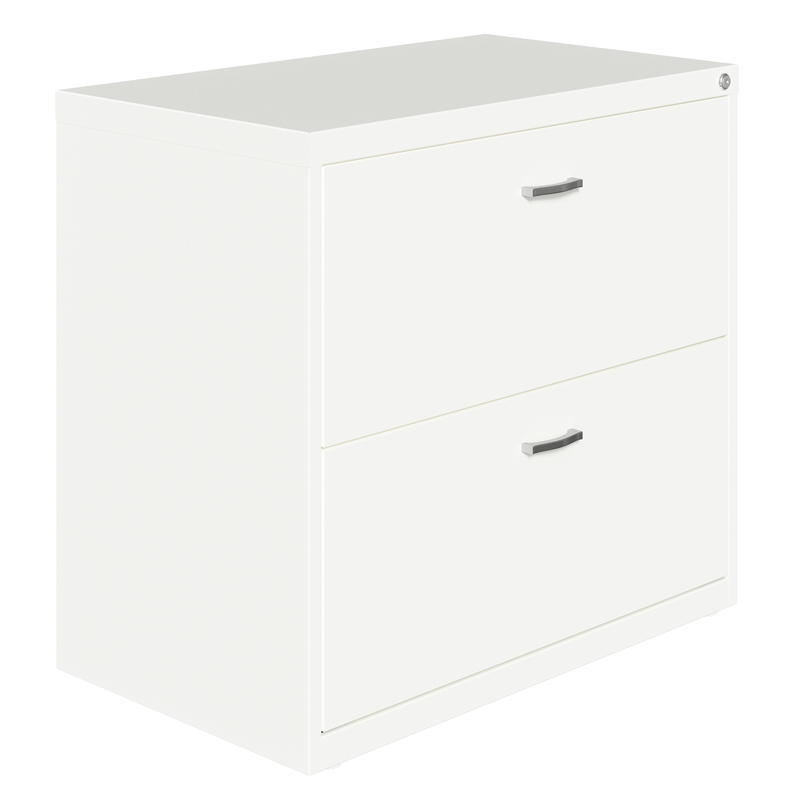 Home Square 2-Piece Set with Mobile Desk and Lateral File Cabinet in White