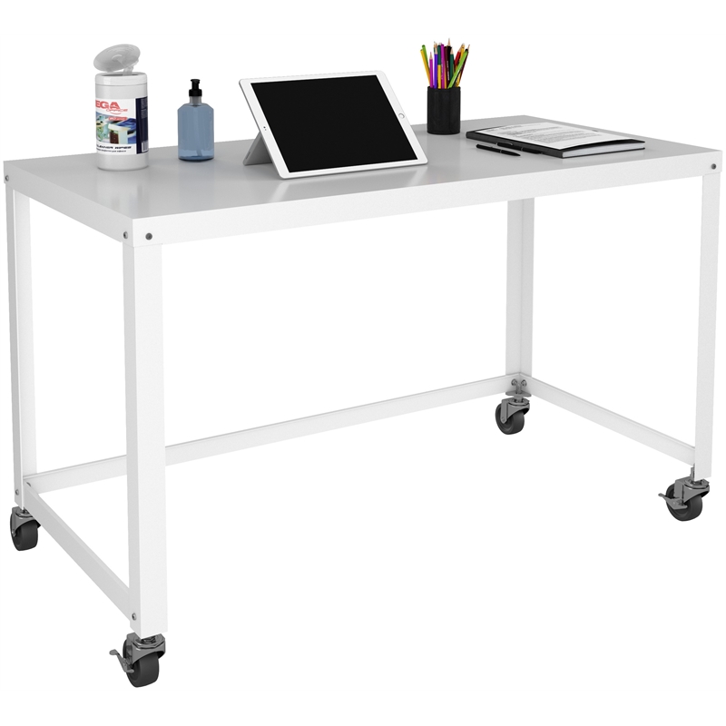 Home Square 2-Piece Set with Mobile Desk and Lateral File Cabinet in White