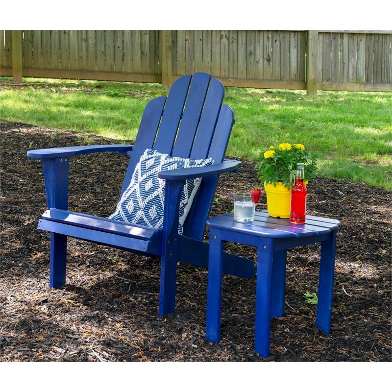 Home Square Classic Wood Outdoor Chair in Blue Finish - Set of 2