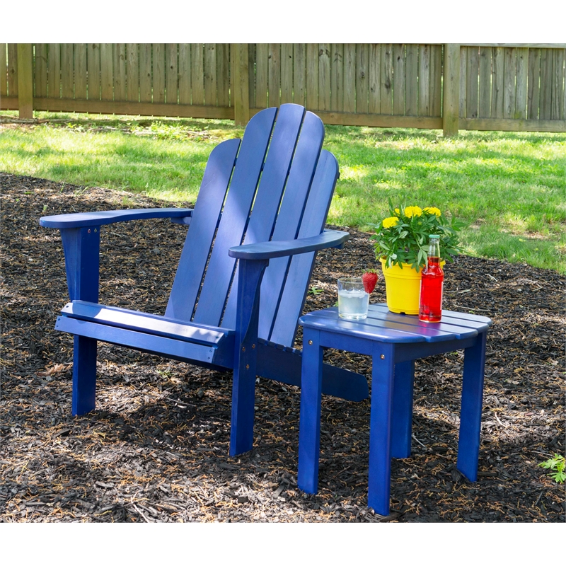 Home Square Classic Wood Outdoor Chair in Blue Finish - Set of 2